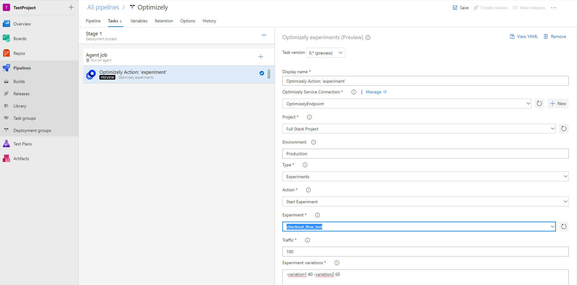 Configure optimizely