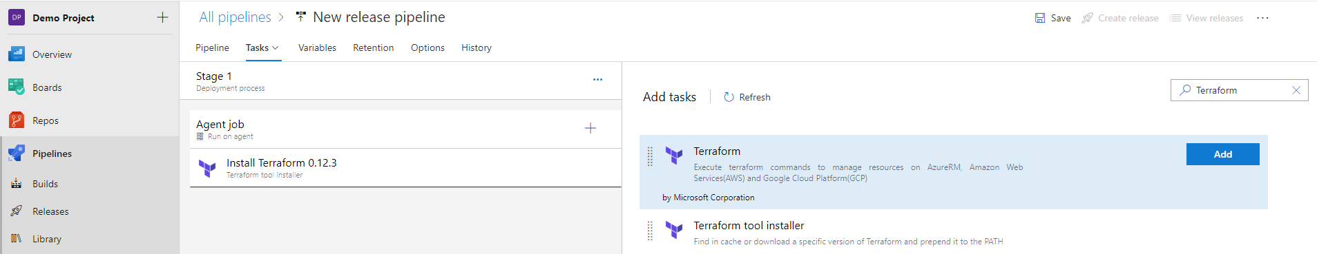 Adding Terraform task