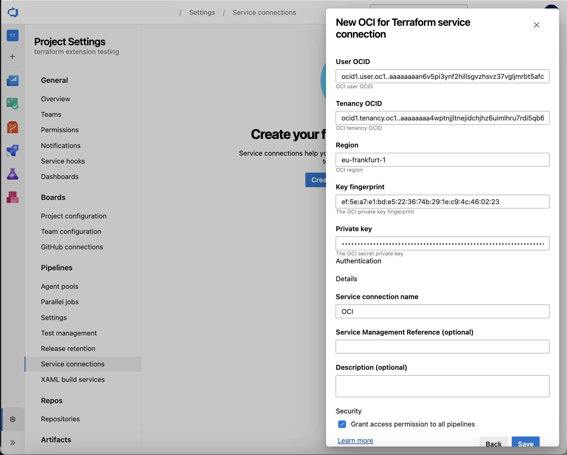 Creating a GCP service connection