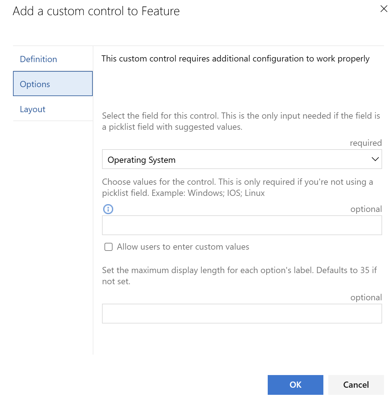 addControlOptionsPicklist